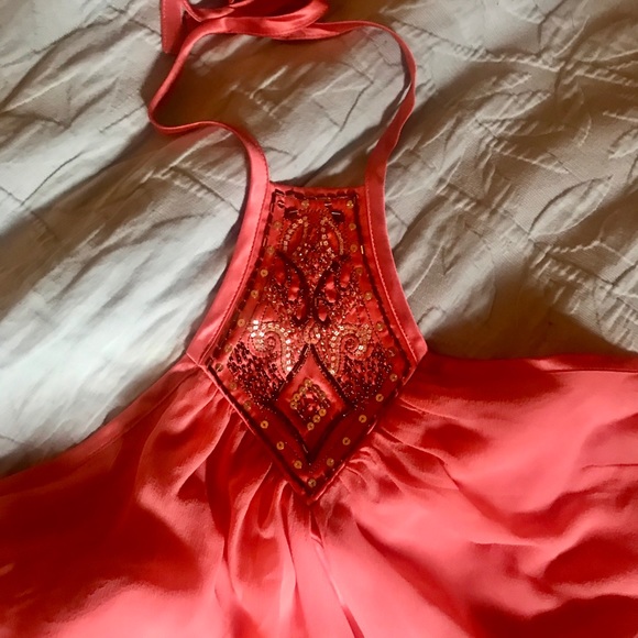Gorgeous silk boho halter style beaded top - Picture 6 of 6